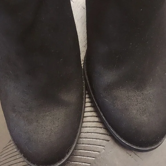 MIA Black Studded Textile Upper Sz 8.5 Ankle Boots Stacked Heel - Picture 10 of 11